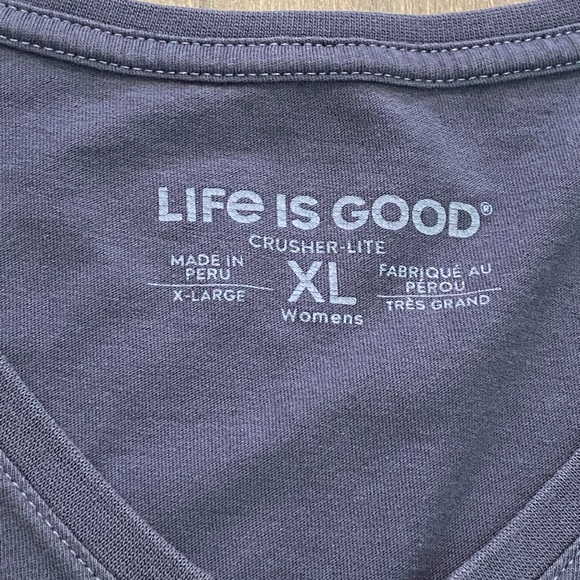 Life Is Good Shirt Women's X-Large Gray Short Sleeves Tee Flowers In Jar - Picture 8 of 10